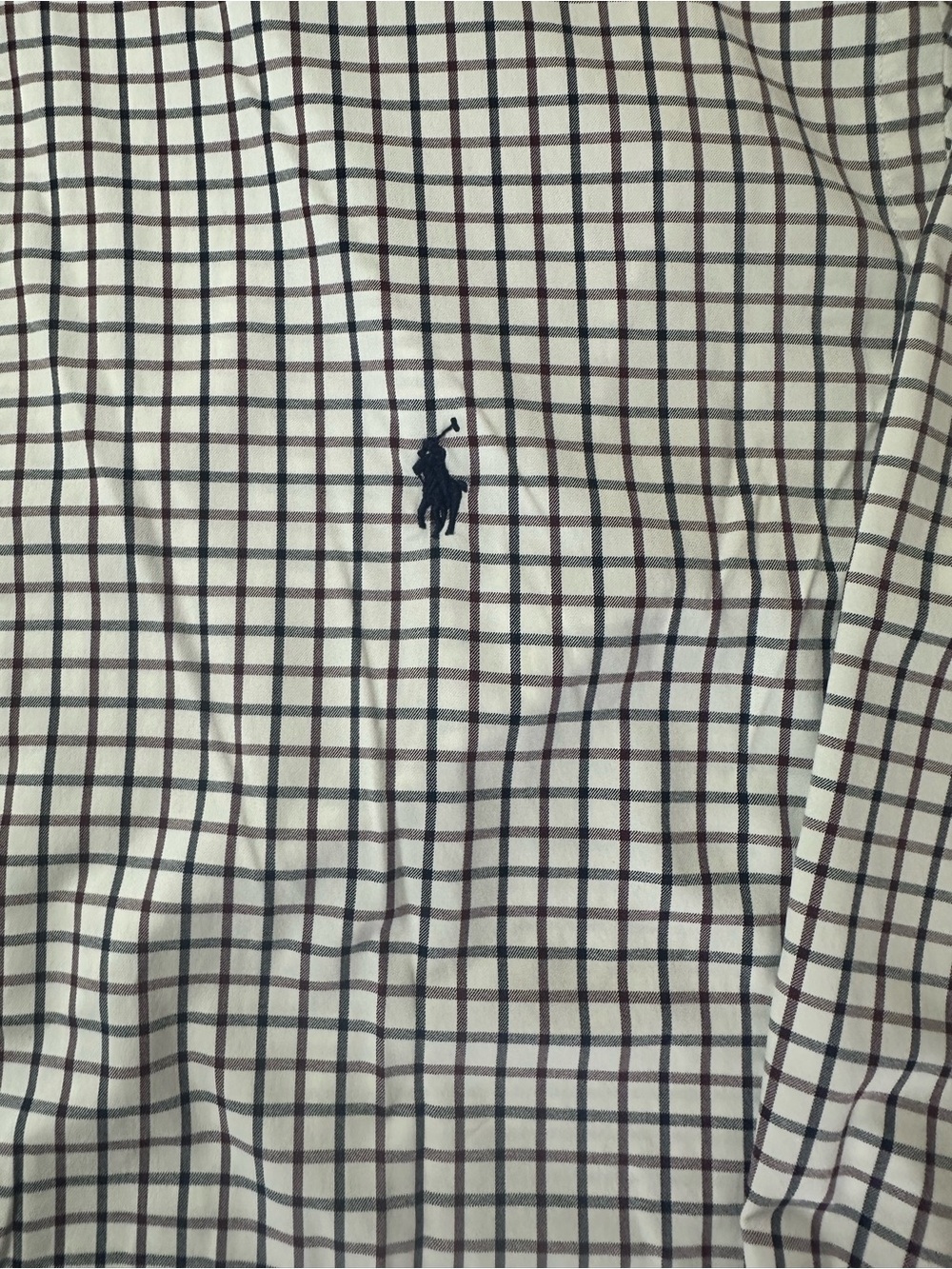 Ralph Lauren Button-Down Shirt/Navy & Burgundy Windowpane Performance Fabric